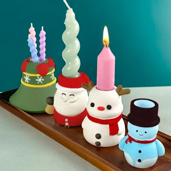 Свещник от коледната колекция, силиконови форми, Свещник във формата на снежен човек Лосове, направи си сам Коледен подарък, Форма за декор от гипсова смола.